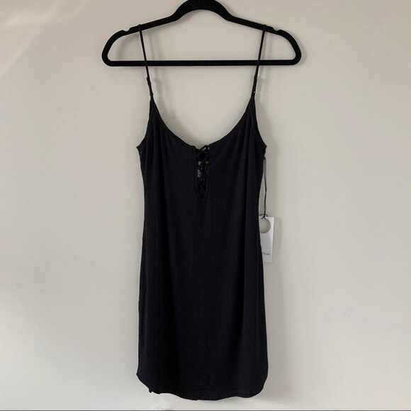 Privacy Please Revolve Terry Mini Dress Lace Up Bodycon ribbed Black Size XS - Picture 6 of 16